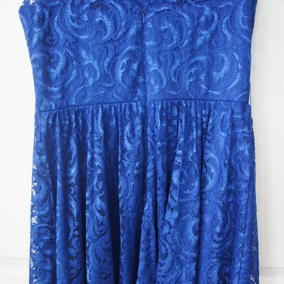 Marina Bright Blue Lace Dress Size 8 with belt - Picture 9 of 16